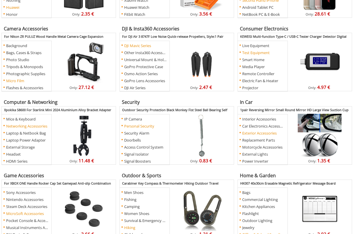 SUNSKY-online category and product wall on sunsky-online.com.