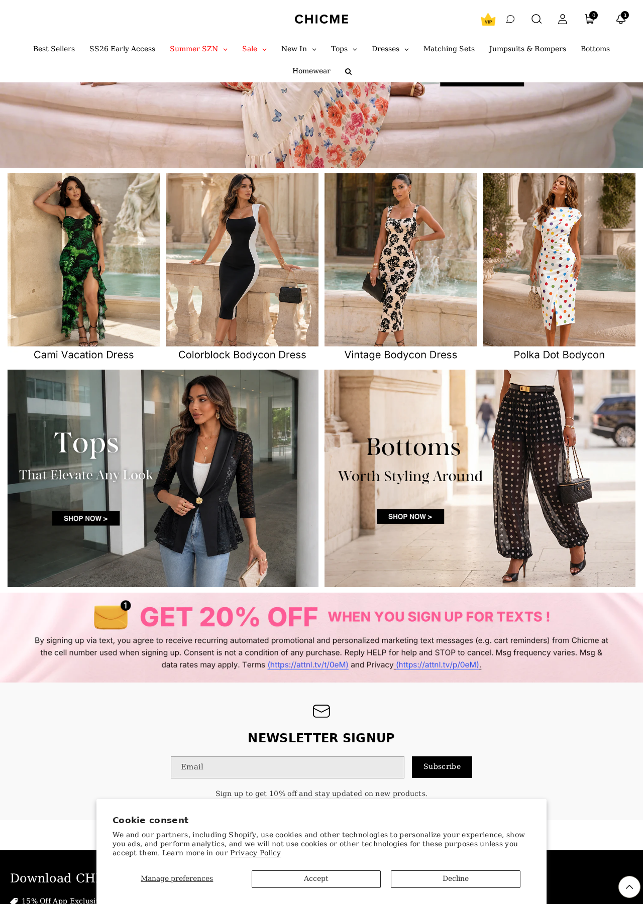 ChicMe featured product row on the homepage.